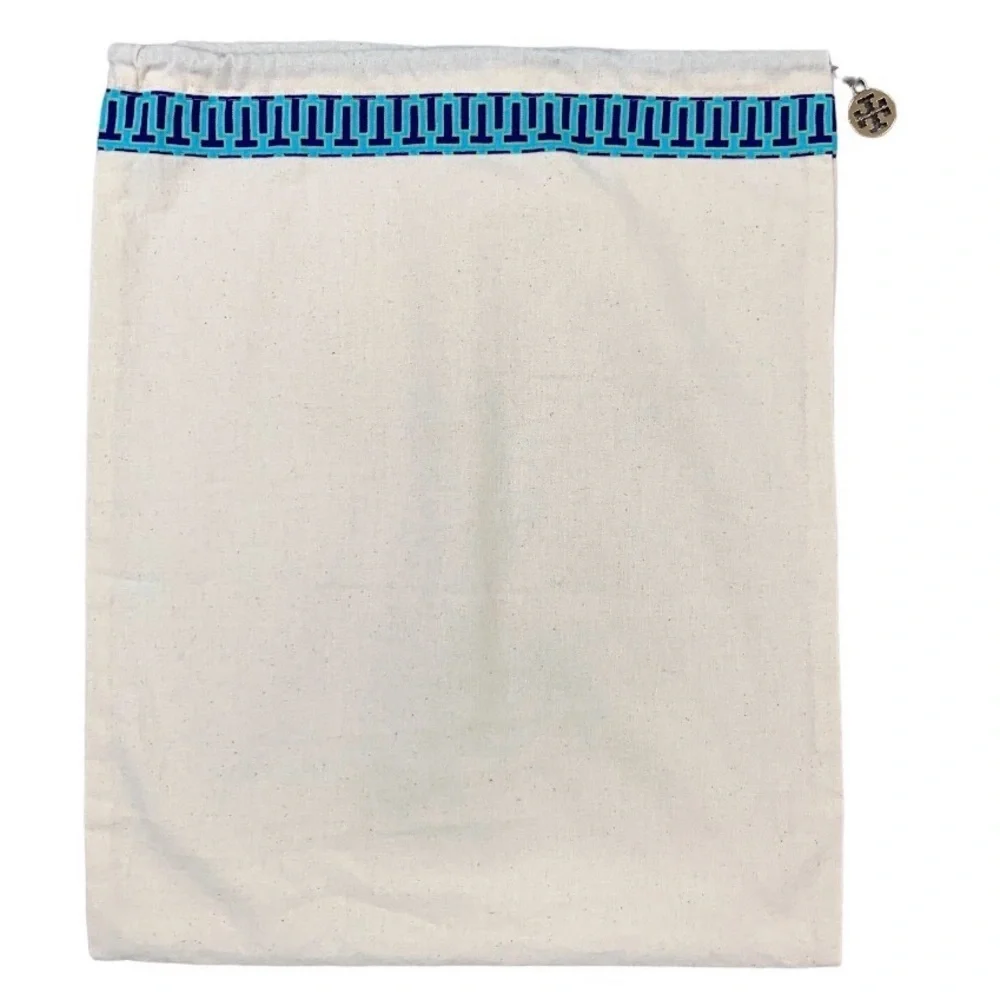 Tory Burch Dust Bag 15 in × 12 in Canvas Drawstring Strap Geometric Trim Charm